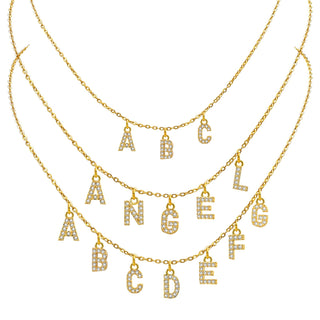 Custom Personalized Name Necklace for Women, Initial Letter Pendant Zircon Necklace, Stainless Steel Wholesale Jewelry ALODIA STORE