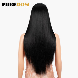 FREEDOM Synthetic Lace Wig 28 Inch Long Straight Hair Wigs Soft Red Orange Blonde Lace Front Wigs For Black Women Cosplay Wigs ALODIA STORE