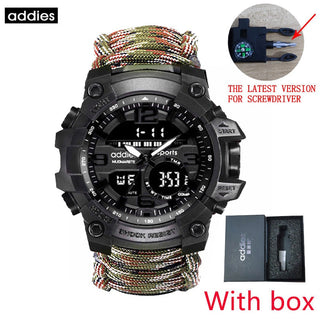 ADDIES Men Military Outdoor Watch Compass Multifunctional Waterproof Quartz Watch LED Digital Watch relogio masculino ALODIA STORE