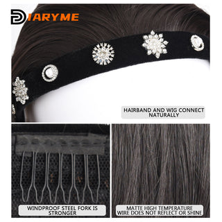 DM Headband Wig Synthetic Long Wavy Hair Wigs With Headband Cosplay Wig Female Natural Heat Resistant Half Hair Wig For Women ALODIA STORE