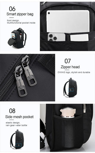 OIWAS Travel Multifunction Backpack Fashion Zipper Open Bag Men's Backpack Laptop High Quality Male Women Business Classic Bags ALODIA STORE