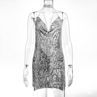 Sexy Backless y2k Metal Party Summer Dress Women Beach Night club Mini slip dress Glitter Sequin ladies Dresses Vestidos HL ALODIA STORE