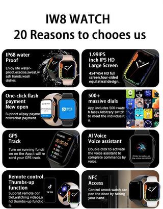 2023 Smart Watch Women Series 8 2.0 " Screen Bluetooth Call Heart Rate Blood Pressure Men Smartwatch for Apple Watch IWO Watch 8 ALODIA STORE
