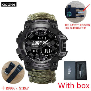 ADDIES Men Military Outdoor Watch Compass Multifunctional Waterproof Quartz Watch LED Digital Watch relogio masculino ALODIA STORE