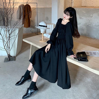 QWEEK Vintage Black Dress Women French Elegant ALODIA STORE