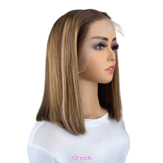 Highlight Straight Bob Wig 13X6X1 Lace Front Wigs For Women Ombre Blond Color Wigs Brazilian Remy Hair Short Bob Human Hair Wigs ALODIA STORE