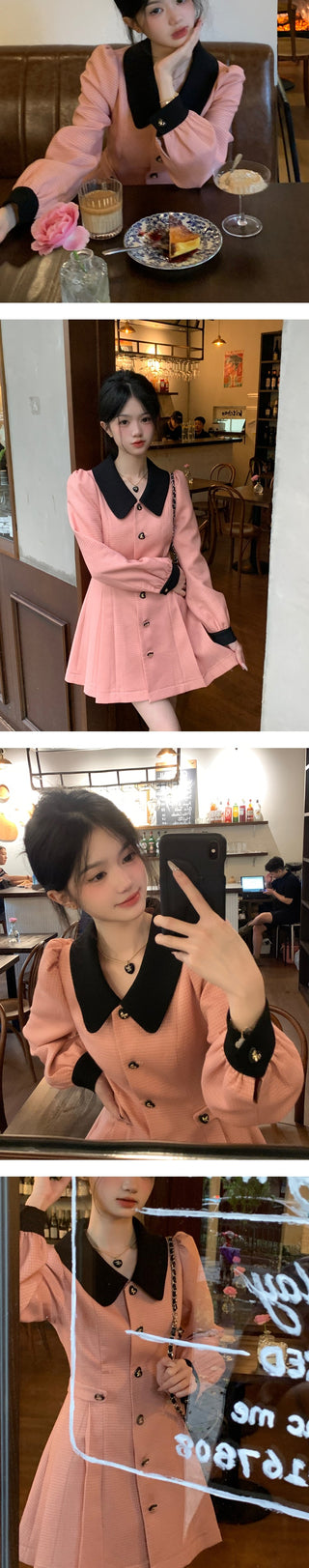 Elegant Women Dress Long Sleeve Office Ladies Polo Collar ALODIA STORE