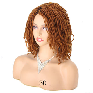 Braided Wig 10inch Synthetic Hair Short Bob Wig for Women Black Blonde Red Dreadlock Goddess Faux Nu Locs Curly Twist Wig Female ALODIA STORE
