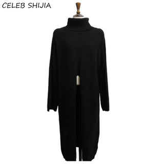 Turtleneck Knitting Dress for Woman Apricot Chic Full-sleeve Vintage ALODIA STORE