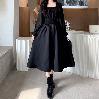 QWEEK Vintage Black Dress Women French Elegant ALODIA STORE