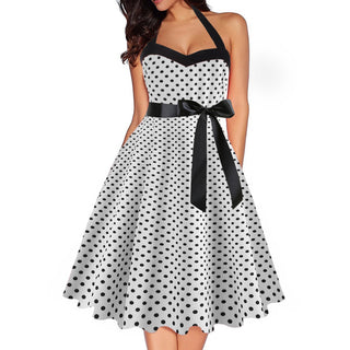 Women Red Cherry Party Dress Vintage 50s Rockabilly Hepburn Dress 2023 Elegant Summer Strapless Swing Retro Halter Pin up Dress ALODIA STORE