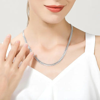 TIEEFEGO 925 Sterling Silver 6mm Side Chain 8/18/20/22/24 Inch Necklace For Woman Men Fashion Wedding Engagement Jewelry Gift ALODIA STORE