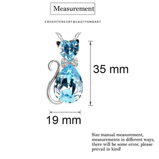 Cute Cat Pendant Necklace For Women Heart Crystal Jewelry Austrian Crystal Clavicle Chain Necklace ALODIA STORE