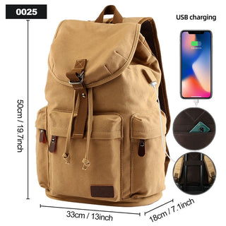 Backpack Unisex Vintage Casual Rucksack 17inch Laptop Backpack W/ USB Charging Port Schoolbag Student Mochia ALODIA STORE