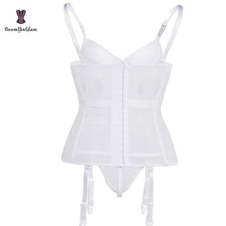 Body de talla grande de encaje para mujer, corsé sin espalda con tirantes y lazo, 944 ALODIA STORE