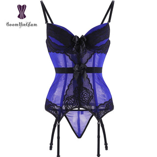 Body de talla grande de encaje para mujer, corsé sin espalda con tirantes y lazo, 944 ALODIA STORE