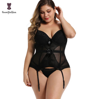 Body de talla grande de encaje para mujer, corsé sin espalda con tirantes y lazo, 944 ALODIA STORE