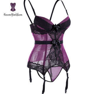 Body de talla grande de encaje para mujer, corsé sin espalda con tirantes y lazo, 944 ALODIA STORE