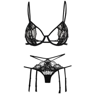 YBFDO Sexy Lace Ultra Thin Underwire Adjusted-straps Push Up See Through Bra and Panty Set Lingerie Intimates Women Underwear ALODIA STORE