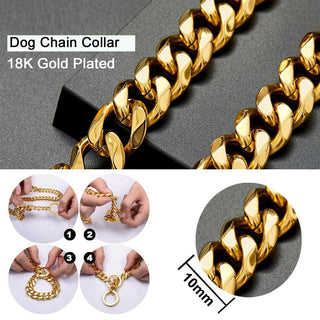 18K Gold Cuban Link Chain Collar for Dogs ALODIA STORE