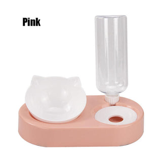 Pet Bowl Double Bowls Food Water Feeder With Auto Water Dispenser ALODIA STORE