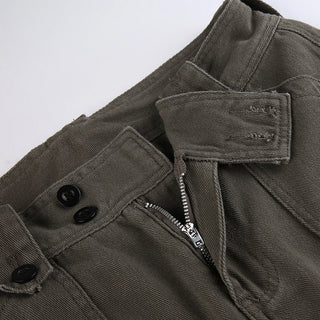 Button Low Waist Women's Denim Pants ALODIA STORE