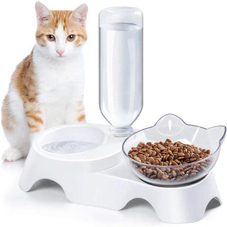 Pet Bowl Double Bowls Food Water Feeder With Auto Water Dispenser ALODIA STORE
