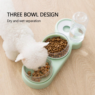 Pet Bowl Double Bowls Food Water Feeder With Auto Water Dispenser ALODIA STORE