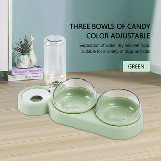 Pet Bowl Double Bowls Food Water Feeder With Auto Water Dispenser ALODIA STORE